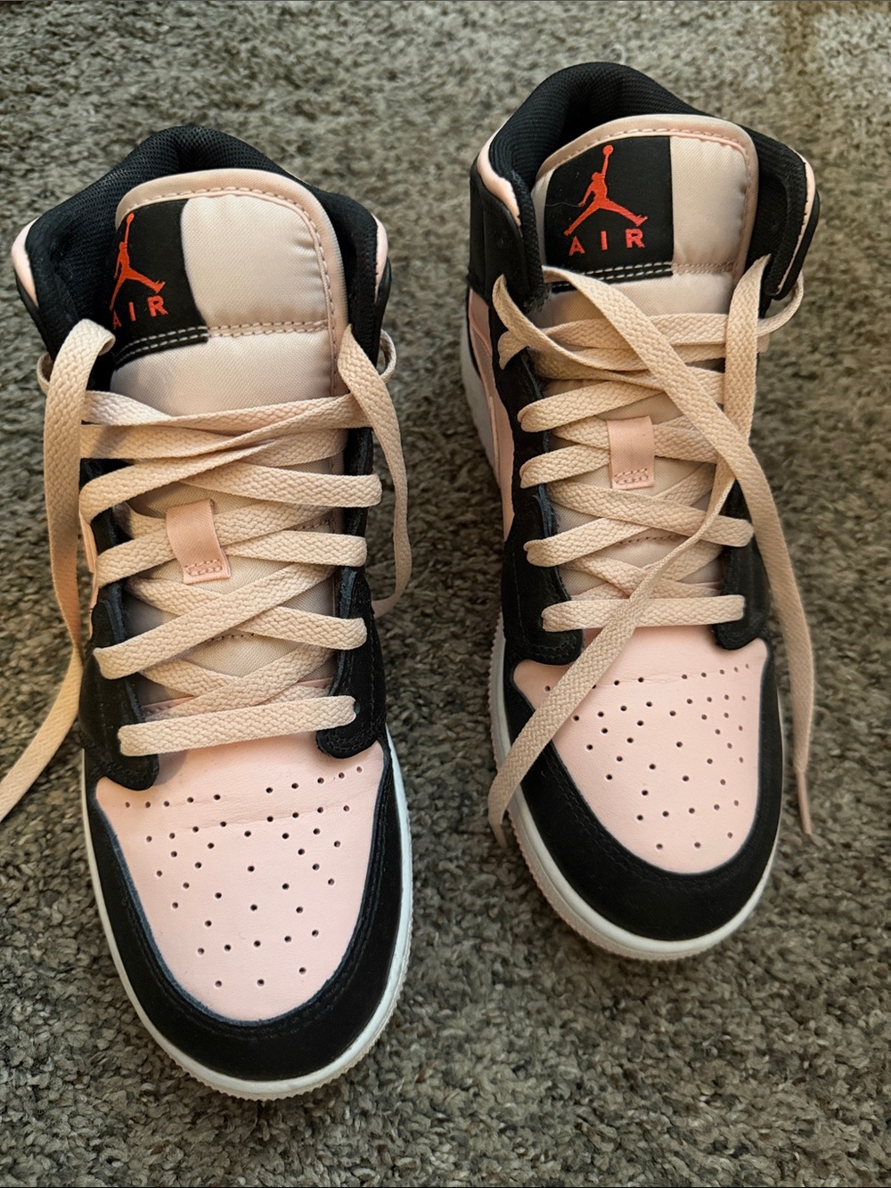 Nike Air Jordan Youth Pink and Black Mid Sneaker